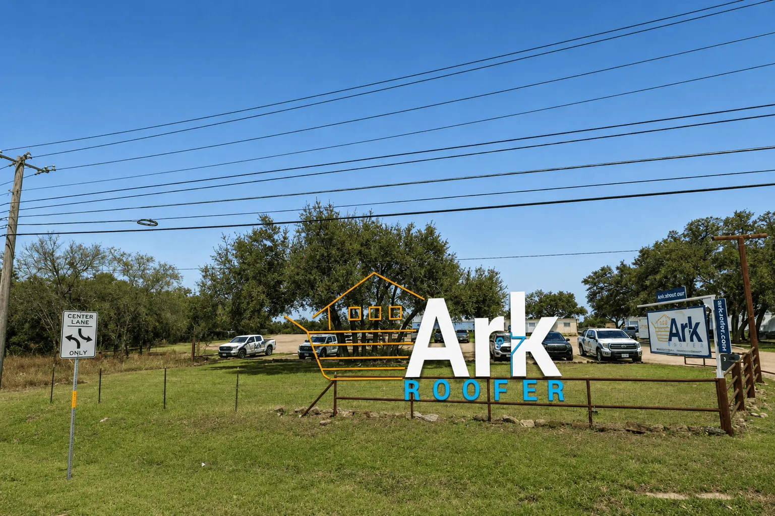 The Ark Roofer monument sign at the Georgetown yard