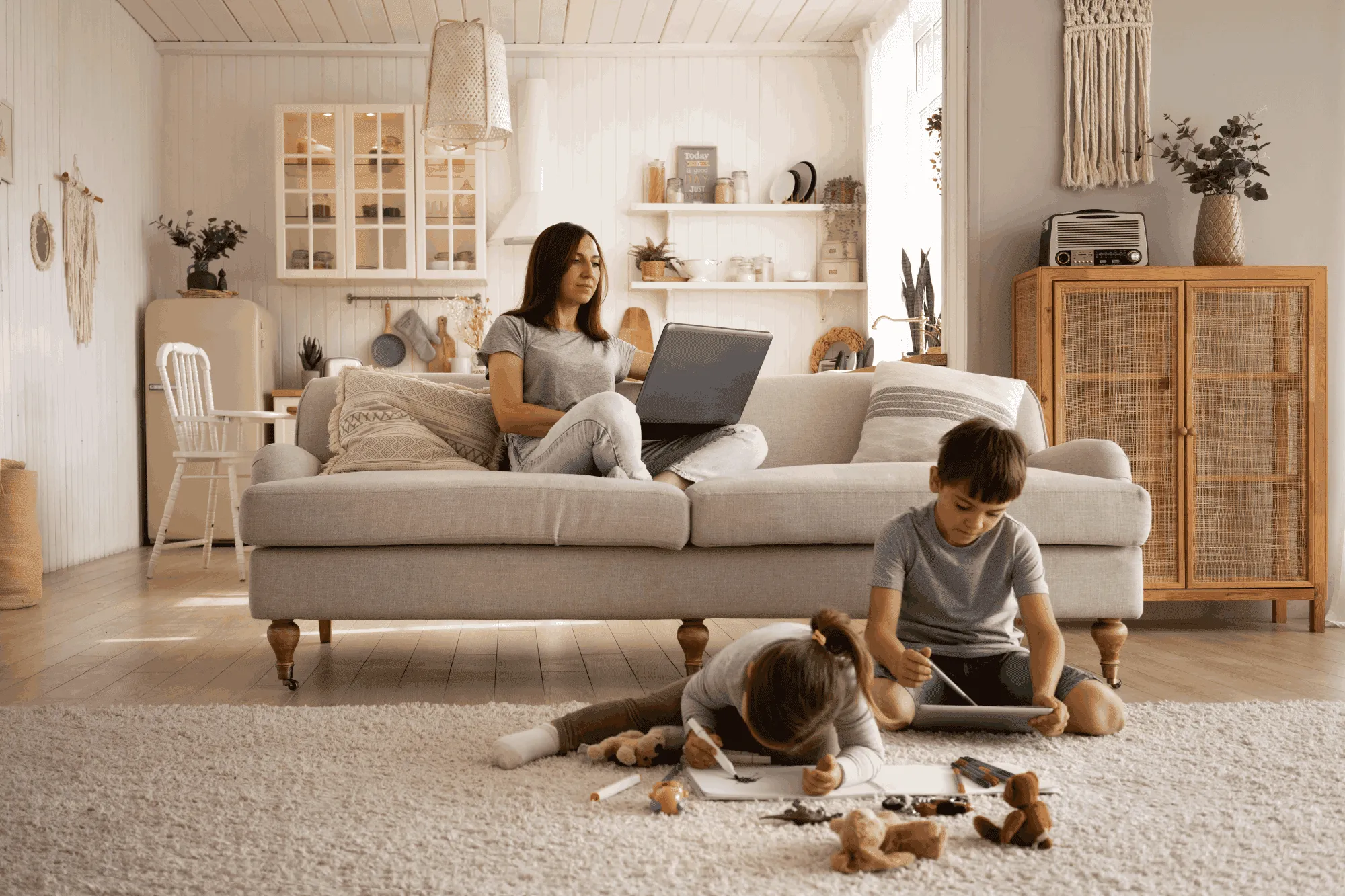 Family enjoying a comfortable, cool Leander home