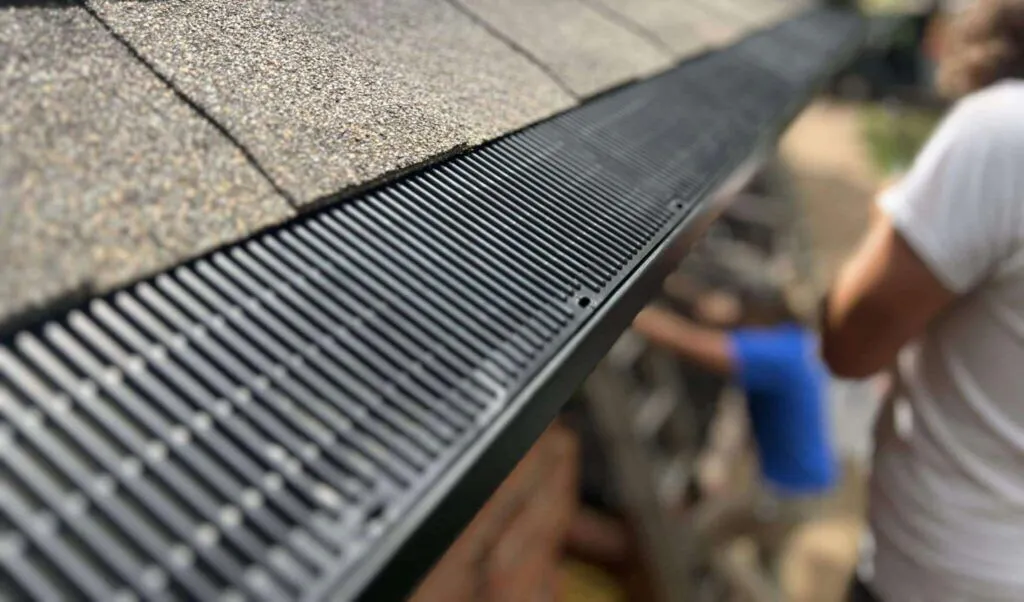 Gutter guard installation on a Leander home