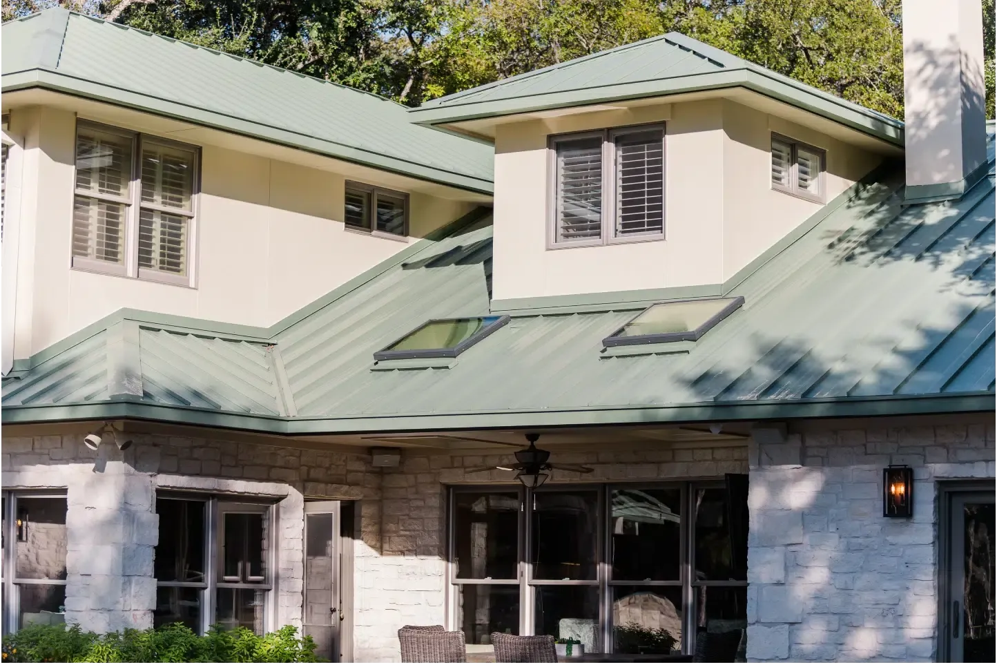 Ark technician assessing an Austin home's roofline