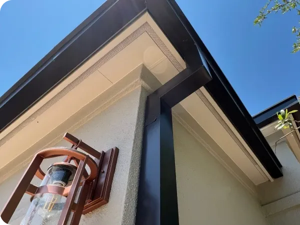 Ark consultant reviewing gutter style options with a Leander homeowner